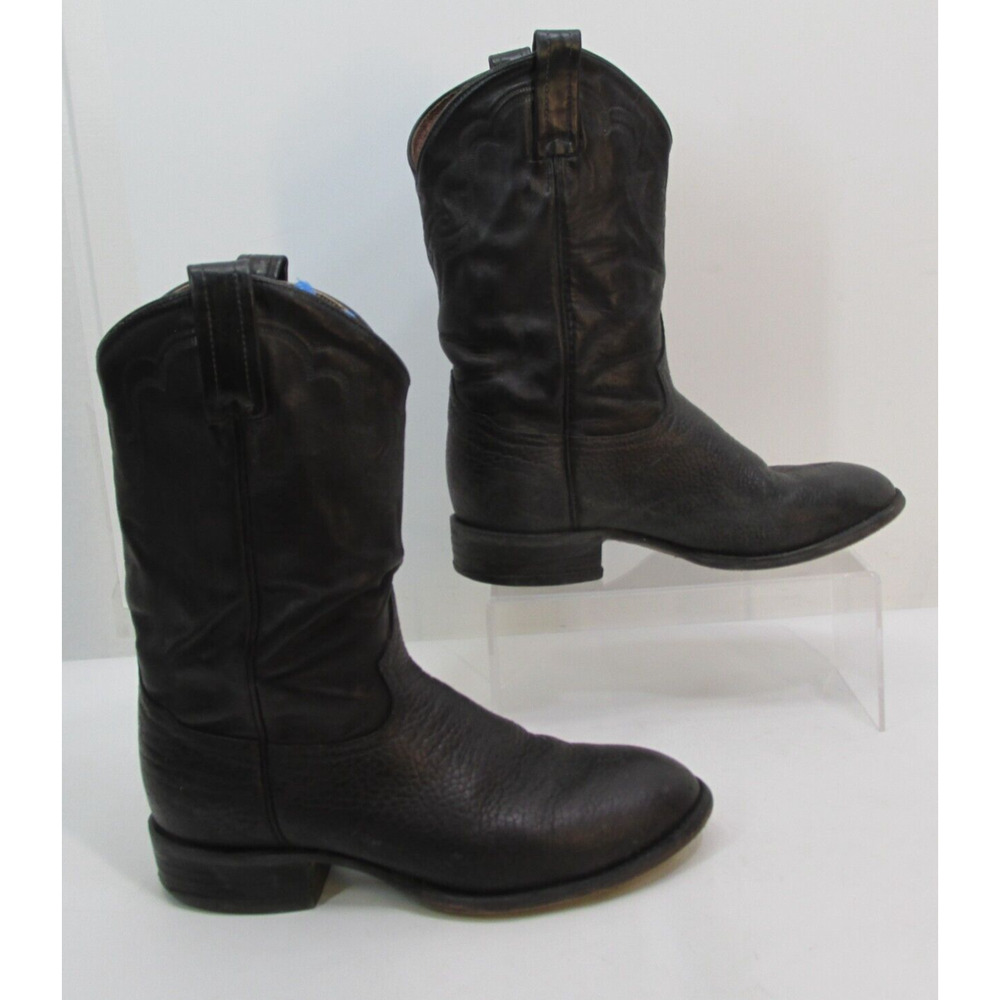 Tony Lama Mens 7.5 D Boots Black  Leather Cowboy Western USA Made Bullhide 67456
